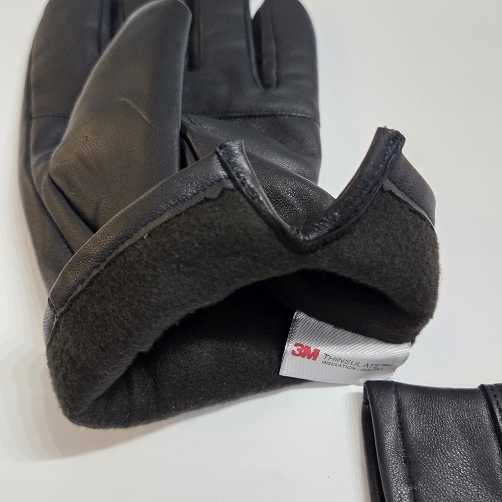 Men's Black Leather Driving Gloves Genuine Sheepskin Lined, Touchscreen Sz Large - Picture 3 of 8